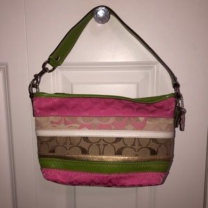 Coach Bleeker Signature Multi Stripe Hobo Bag